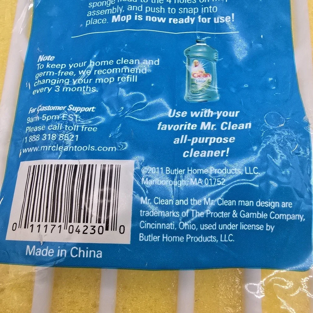 Mr. Clean Sponge Mop Refill 456886 Snap‎ On Snap Off Yellow Replacement